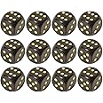 JZS Dice Set,30mm 6 Sided for Perfect for Board Games and RPGs,with Numbers 1-6 Wooden Dice Set Party Favors for Table Games,12PCS,Black