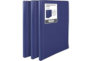 Dunwell Binder with Plastic Sleeves 24-Pocket (3 Pack, Blue) - Presentation Book, 8.5 x 11 Portfolio Folder with Clear Sheet Protectors, Displays 48-Page Documents, Certificates, Important Papers