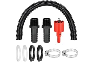 HIUYAVY Water Butt Connector Kit, 1m Flexible Connection Hose, 2PCS Water Butt Connection 25mm, 2 Rubber Seal 2 Hose Clamps, Rain Butt Connector for Rainwater Barrels