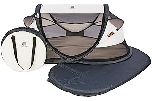 Deryan lit Parapluie Bébé avec Matelas - pour Depuis la Naissance Jusqu'à 2,5 Ans - Pop Up Tente pour Bébé Montée en 2 Secondes - Moustiquaire & Sac de Voyage Inclus - 120x75x50cm (Crème)