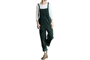 PETALUM Womens Casual Corduroy Jumpsuit Retro Sleeveless Bib Overalls Dungarees with Pockets