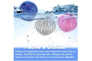 4MODLR Boule Anti Poils Machine à Laver, Lot de 8 Boules de Séchage Nylon Résistant Au Décolorage pour Friction Accrue pour Un nettoyage Efficace Des Poils et Salissures Réduire l'enchevêtrement
