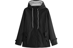 Daikascbny Trench Donna Invernale Sportiva Giacche Antipioggia Campeggio Antivento Trench con Cappuccio con Tasche Maniche Lunga Antipioggia Taglia Forti Impermeabile Giacca a Vento Donna