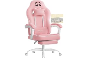 WOLTU Sedia Gaming, Ampia Sedia da Ufficio Ergonomica Imbottita con Cuscino a Molla, Alta Capacità di Carico, Poltrona per Computer con Schienale Alto e Poggiapiedi, Tessuto a rete, Rosa, GS16rs