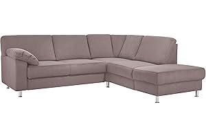 Cavadore Ecksofa Belfast mit Ottomane rechts / Polsterecke mit Federkern / 243 x 88 x 218 / Mikrofaser Anthrazit
