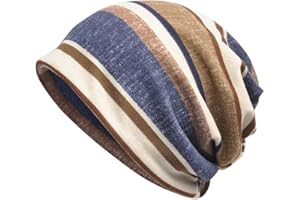 Pluto & Fox Gorro&Braga De Cuello 2 Uso En 1 Tejido Fino Tipo Beanie De Tela Elástica para Mujer&Hombre Unisex con Raya