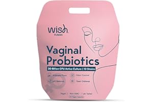 Wish Fusion Vaginal Probiotics for Women | 20 Billion CFU, 10 Strains Probiotics for Gut Health pH Balance, Yeast & Odor Control Feminine & Urinary Health Support Acidophilus Probiotic 60 Capsules