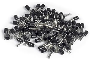 ERKO terminali per cavi 100 pezzi, sezione del cavo 1,5 mm2 lunghezza 8 mm connettori professionali realizzati in rame zincato elettrolitico con isolamento in poliammide, connettori per cavi