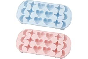 UTMACH 2 Piezas Hielo con Tapa a Prueba de Polvo Hielera Silicona Cubiteras para Hielo de Silicona para Jugo y Bebidas Congelado,Rosado,Azul