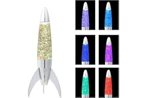 GorYeeFine LED Silver Star Glitter Lamp,Color Changing Motion Lamp Gift of Christmas for Adults and Kids LED Glitter Lamps with Rocket Feature for Room Decor as Night Light