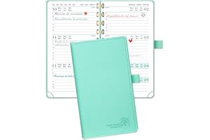 POPRUN Agenda de Bolsillo 2024 Semana Vista Pequeña 16,5 x 9 cm, Planificador Semanal 2024 A6 con Porta Boligrafos Autoadhesivo, Tapa Blanda en Cuero Vegano y Papel Certificado FSC®, Verde