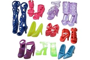 GIVBRO 10 Paia Bambole Scarpe Stage Miniatura Ragazze Donne Vestire Tacchi Alti Accessori Giocattolo Colore Casuale