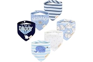 Yafane 6 Bavaglino Neonato Cotone Bavaglini Neonata Bandana Bavaglino Pappa Bambino Drool Panno Per Ruttino Ultra Assorbenti da 0 a 24 Mesi (Elefante)