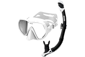 SEAC Set BIS Rondò Kit de Snorkeling pour Adultes avec Masque Monoverre Frameless en Verre Trempé et Tuba Dry Top avec Soupape de Purge, Embout Ergonomique en Silicone Mixte
