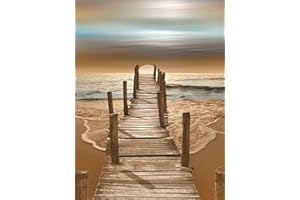 OWN4B Cross Stitch Kits Stamped, Bridge by The Sea Printed Pattern 11CT 14.2x18.1 inch DIY Embroidery Kit (Bridge)