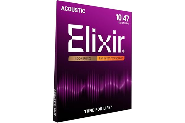 Cordes Elixir® en Bronze 80/20 pour guitare acoustique avec revêtement NANOWEB®, Extra Light (.010-.047)