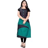 AK Fashion Mall Women's Green & Black Crepe Printed Kurti | Elegant & Comfortable Ethnic Wear for Daily, Office & Festive Loo