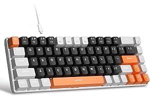 MageGee Portable 60% Gaming Mechanical Keyboard, Minimalist MK-Box Ice Blue Backlit Compact 68 Keys Wired Office Keyboard with Blue Switch for Windows Laptop PC Mac Convenient(Carbon White