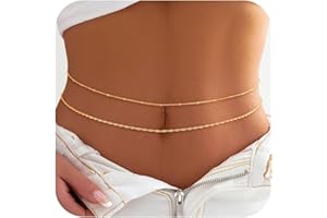 ZOERAY Cadenas de Cintura con Perlas para Mujeres Múltiples 18K Oro Cadena de Cadera en Capas Ajustable Vientre de Cadena Sexy Bikini Bohemia Cadena Cuerpo Impermeable Playa Joyería para Mujer y Niñas