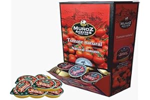 TJTFJS Muñoz Monodosis de Tomate Natural Triturado. Expositor de 100 monodosis de 22 gramos