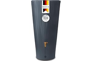 4rain Vaso Decor 2in1 Regenspeicher Regentonne 220 Liter Graphite Grey inkl. Pflanzschale - Regenfass, Regenwassersammler, Regenwassertonne, Wasserfass, Regenwassertank, Wasserbehälter, Wassertank