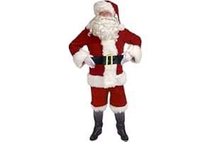 STTTBD Weihnachtsmann-Kostüm für Herren und Damen, 5-teiliges Weihnachtsanzug-Set, Weihnachtsmann-Outfits für Erwachsene, Männer, Frauen, Deluxe-Weihnachtskostüm, komplettes Outfit