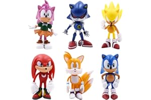 BESTZY Sonic Mini Figuren Set, 6 Stück Sonic Cake Toppers, Geburtstags Party Liefert Kinder Geburtstagstorte Dekoration Für Sammlung Geburtstagsgeschenke Dekorationen Modell Spielzeug