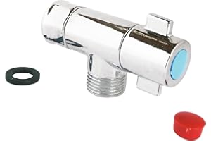 SOMATHERM FOR YOU, Robinet d'arrêt sous lavabo design compact, monobloc en laiton chromé, écrou tournant 3/8", sortie mâle 3/8", manette 1/4 de tour, norme ACS, idéal pour espaces réduits