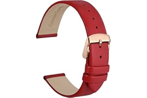 WOCCI Elegantes Correas de Reloj, Correa de Repuesto de Cuero Genuino, Hebilla de Acero Inoxidable, 8mm 10mm 12mm 13mm 14mm 16mm 18mm 20mm 22mm