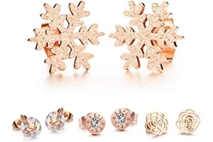 Kim Johanson Damen Ohrringe *15 Designs* aus Edelstahl in Roségold mit Zirkonia Steinchen oder Perlmutt besetzt inkl. Schmuckbeutel