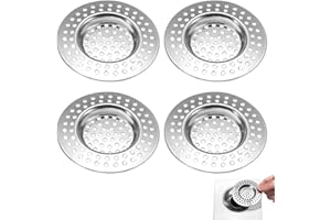 ZELHYEUU 4 Stück Abflusssieb Edelstahl, Löcher Waschbecken Sieb, Abflusssieb Dusche, Waschbecken Sieb aus Edelstahl, Haarsieb Dusche, Abfluss Siebe