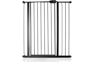 Bettacare Barrière pour Enfants et Chiens, Barrière Extra Haute de 104cm, Barrière de Sécurité Étroite à Pression pour Escalier, 87,9cm - 95,5cm, Couleur Noir Mat