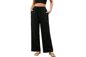 Stamain Pantaloni Cotone Lino Donna Estivi Pantaloni in Casual Ampi a Vita Alta Eleganti Pantaloni Larghi Leggeri da Spiaggia Comodi Pants con Tasche
