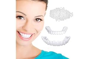 BRIGTVIEE 2 Pairs Denti Finti in Silice per Uomini E Donne, Faccette Dentali Temporanee, Protesi a Sorriso Perfetti, Dentiera Finta Naturali Rimovibili per Lascia Che tu Abbia un Sorriso Affascinante