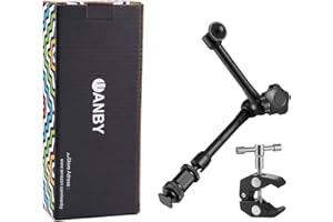 WANBY Braccio Magico a Frizione Articolata da 11 Pollici e clip a Pinza Regolabile Super Rod Regolabile con Filettatura 1/4" e 3/8" per Attrezzatura Fotografica DSLR Monitor LCD Luci Flash LED