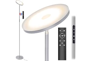 Modlicht 30W Lampara de Pie LED Gris, 3330lm Lámpara de Pie Salon con 6 Modos, 3000-6000K Lámpara Pie Regulable con Control Remoto & Táctil & 1H Timer, Lampara Pie Lectura para Dormitorio, Oficina