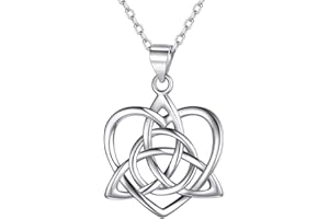 ChicSilver Celtycki naszyjnik ze srebra wysokiej próby 925, celtycki węzeł, serce, wisiorek, naszyjnik dla kobiet, trójca, irlandzka biżuteria, ochrona naszyjników (z pudełkiem prezentowym)