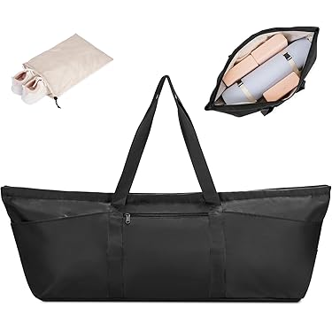 Yoga Studio Yoga Kit Bag - 71 x 23 x 18cm, Katoenen Yoga Mat Tas met Opbergzakken, YKK Ritssluiting - Zwart Yoga Studio Yoga Kit Bag - 71 x 23 x 18cm, Katoenen Yoga Mat Tas met Opbergzakken, YKK Ritssluiting - Zwart