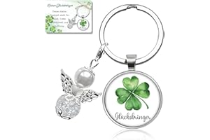 LUCKEEY Kleeblatt Schlüsselbringer Glücksbringer, Viel Glück Geschenke zur Weihnachten,Silvester,Firmung,Schulanfang, Kleinigkeiten für Adventskalender Füllung, Kleine Geschenke für Freunde Kollegen Freundin