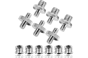CKANDAY Lot de 12 adaptateurs convertisseurs à vis pour trépied, Monopode, tête sphérique 6,35 mm mâle vers mâle 6,35 mm, vis mâle 6,35 mm vers mâle 9,5 mm, vis filetées 1/4" Femelle vers 3/8" mâle