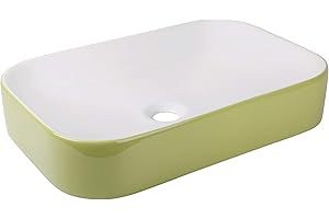 'aquaSu® Waschtisch cuandO 60 cm | eckiger Aufsatzwaschtisch in weiß-moosgrün | Waschbecken 60 x 40 cm zur Aufsatz-Montage | abgerundete Ecken | Höhe 11,5 cm | modernes Design | 56868 5