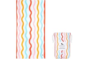 Dock & Bay Toalla de Playa Ligera - Secado Rápido, Sin Arena - Materiales 100% Reciclados - Funda Incluida - Kids - Squiggle Face, Large (160x90cm, 63x35)