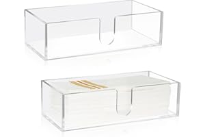 Mumufy Papierserviettenhalter, gefalteter Papierhandtuchspender, Höhe 7,9 cm, Acryl, Multifold-Handtuchspender für Gäste, Z-Falz, Einweg-Arbeitsplattenhalter, kleine Größe, transparent, 2 Stück