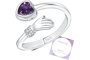 DOA Adjustable Sterling Silver Plated Open Rings for Women, Hug Birthstone Rings Women, Thumb Ring with Cubic Zirconia