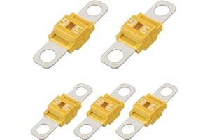 BOJACK Fusible Midi à courant élévé Bolt-on Fusible 60A Amp Jaune pour voitures, camions, véhicules de construction, bus, caravanes (lot de 5 60A)