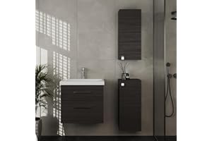 Planetmöbel Badmöbel Set Waschtisch mit Unterschrank 63 x 60 x 36,5 cm, inkl. 2X Midischrank, moderner Waschbeckenunterschrank für Badezimmer, Gäste Bad & WC, Anthrazit