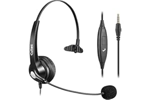 Callez 3.5mm Jack Headset with Microphone Noise Cancelling for Mobile Phone Laptop PC, Corded Computer Headphone for iPhone Samsung Zoom Home Office Work Classroom, In-line Control, Clear Chat