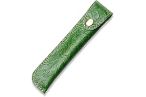 Kaizuca Stylo Doux Housse, Porte Stylo Cuir, Étui Stylo Cuir, avec Bouton Métal, Cuir Véritable Fait Main, Portatif, pour Stylo Plume, Stylo à Bille, Stylus