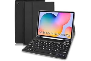 Lielax for Samsung Galaxy Tab S6 Lite Case with Keyboard - Bluetooth UK layout Keyboard case for Samsung S6 Lite Tablet 2024, Keyboard Case for Samsung Tab S6 Lite 10.4” 2024/2022/ 2020, Black