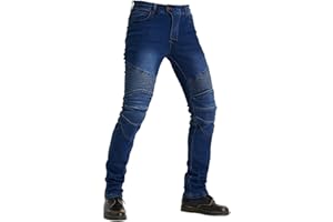 HOMDECR Pantalones Vaqueros De Moto para Hombre, Vaqueros De Pierna Recta Resistentes A Caídas con 4 Equipos De Protección, Pantalones De Moto De Carreras